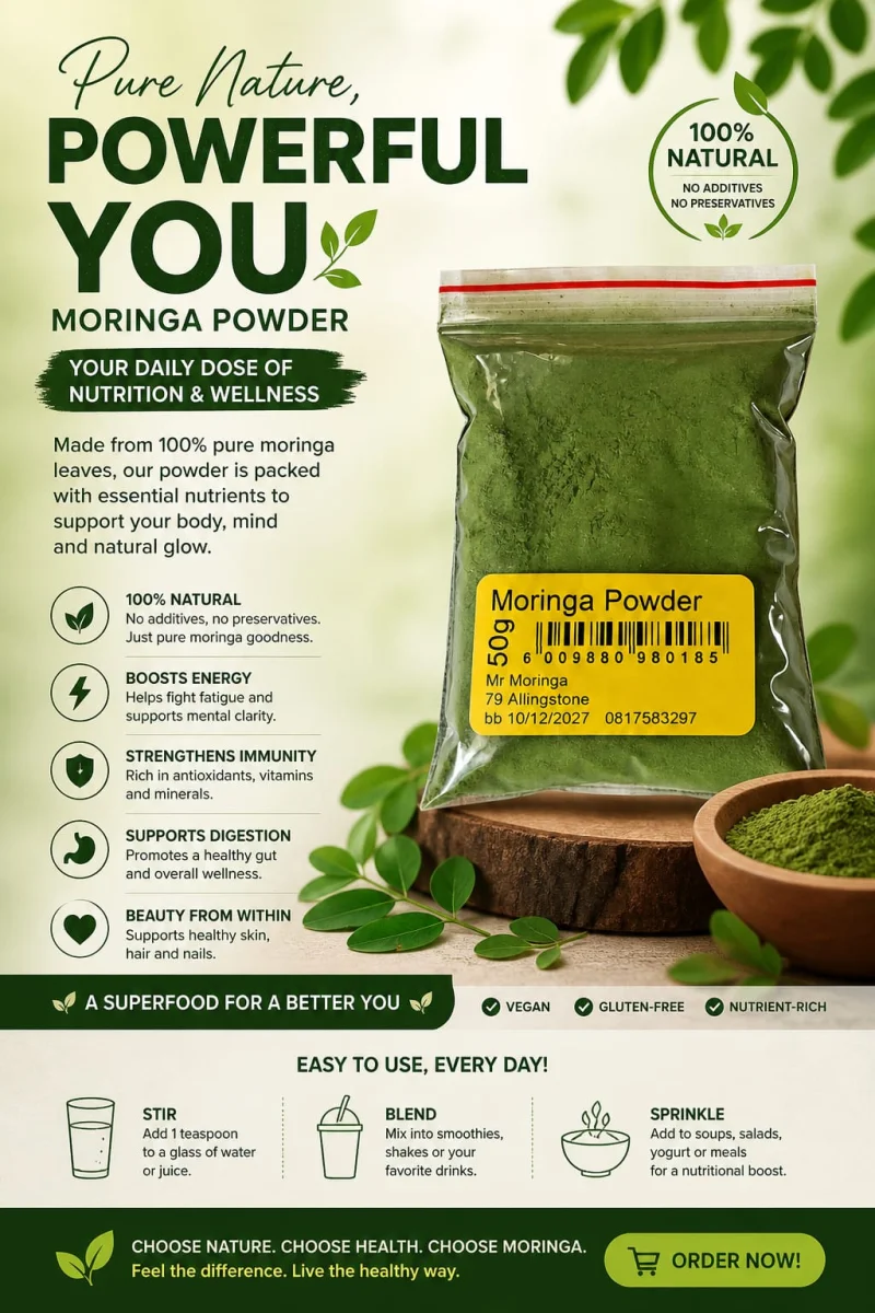 Natural Moringa leaves and powder preparation